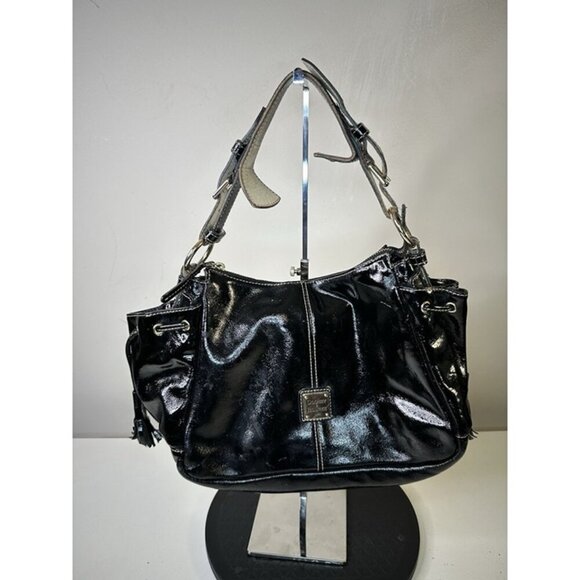 Dooney & Bourke Black Patent Leather Shoulder Tote Bag - Picture 1 of 10